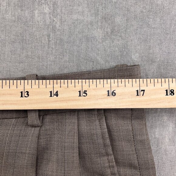 Linea Uomo Suit Men 40R 34Wx28L Brown Blue Stripe Super 100s Wool Classic Career - Picture 15 of 16